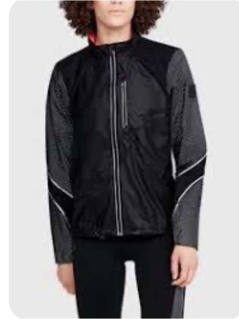 Under Armour Run Impasse Black Windbreaker with hood, Red accent-Reflective Trim
